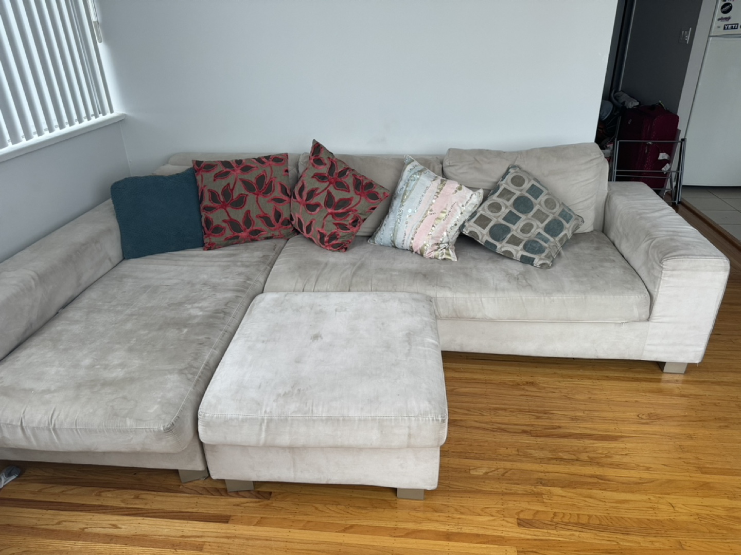 Beige Sectional Sofa with Ottoman - photo 2