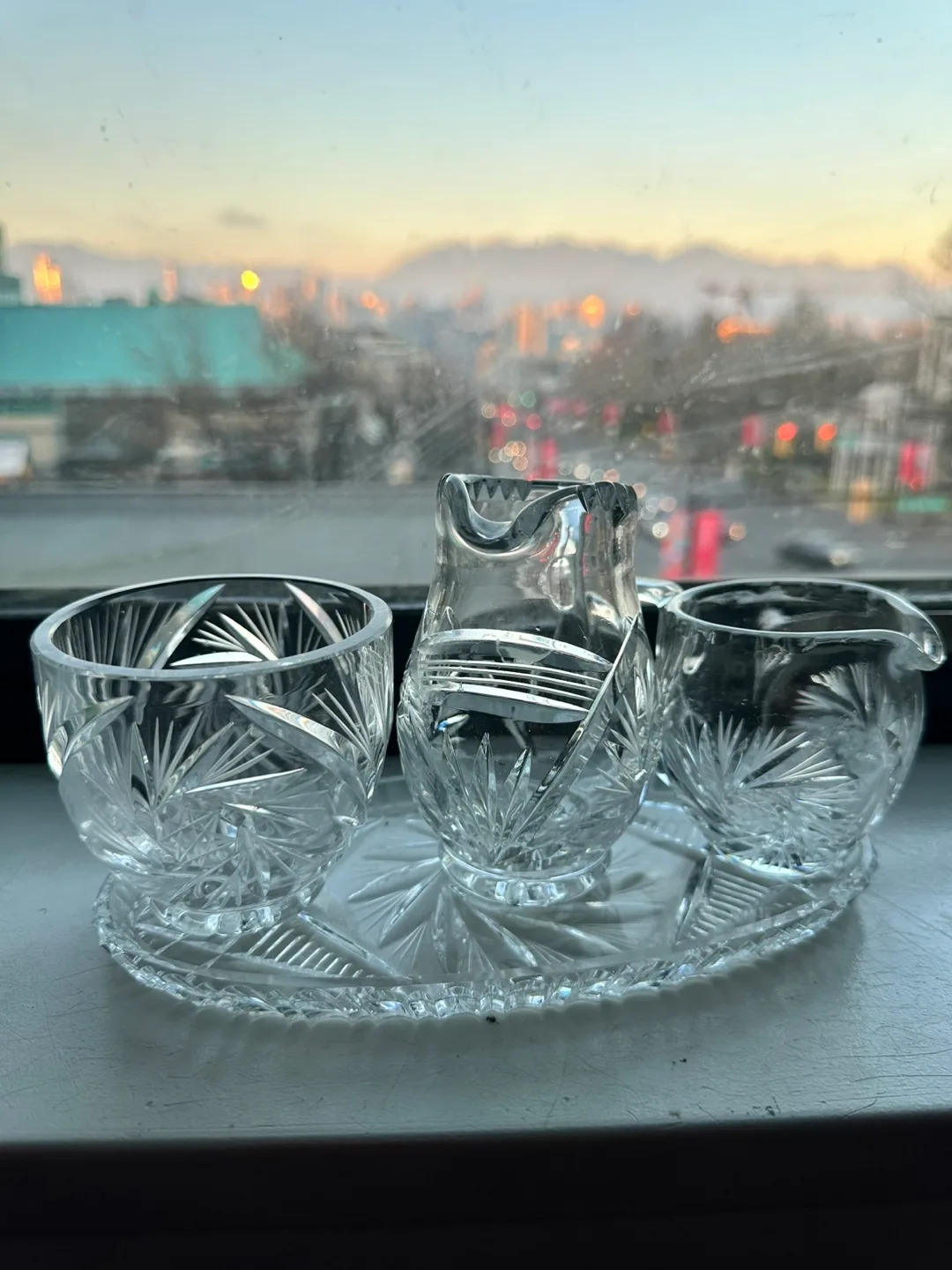 Crystal Sugar and Creamer Set with Tray thumbnail
