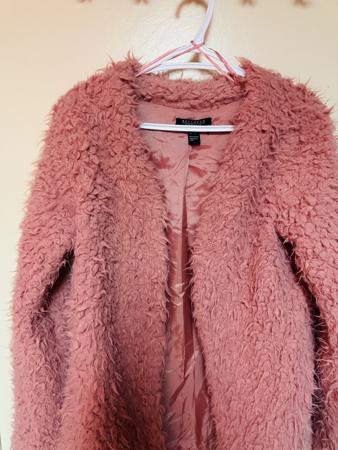 Pink Fluffy Open-Front Jacket - Size Small - photo 2