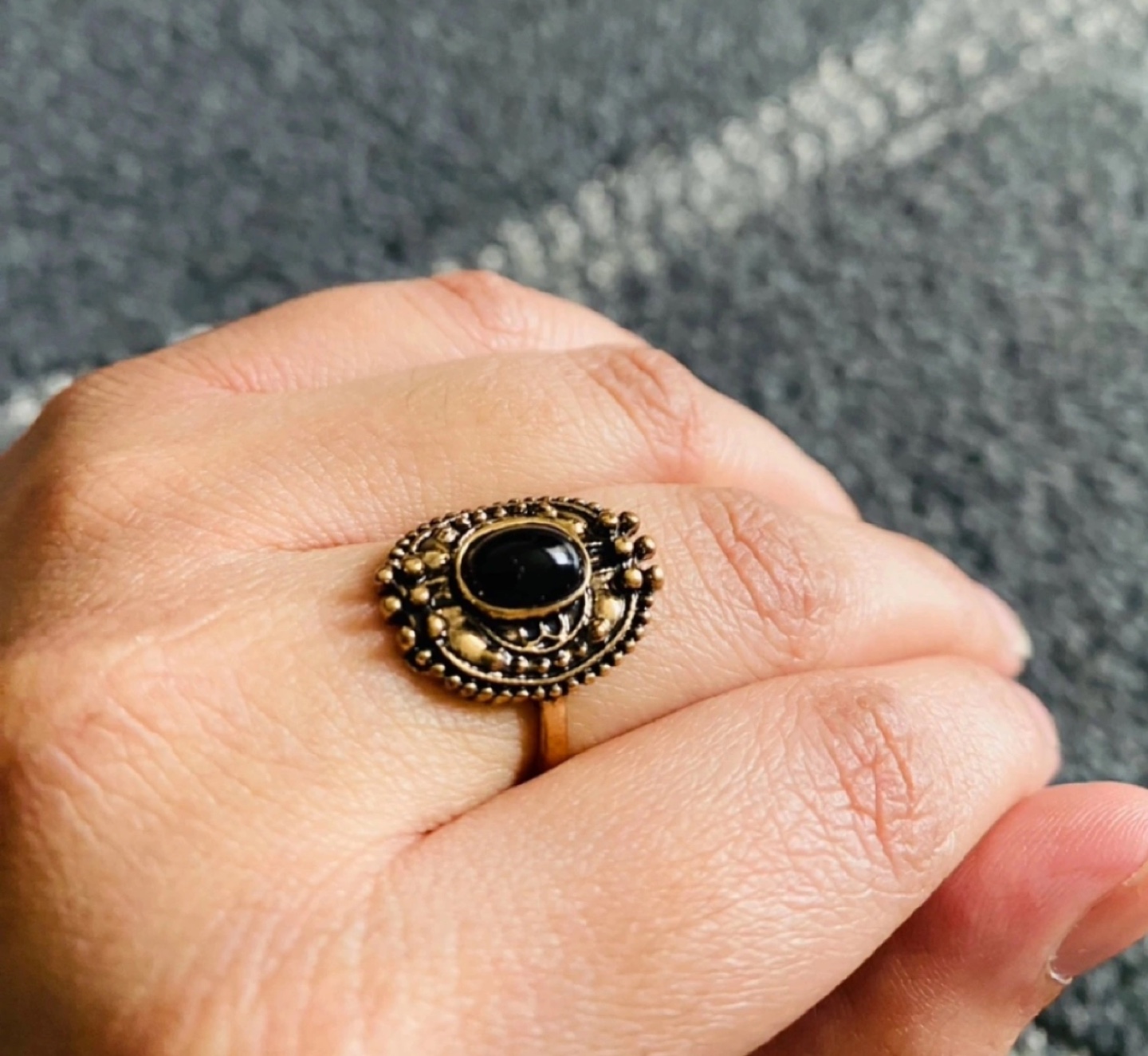 Vintage Ring with Black Stone
