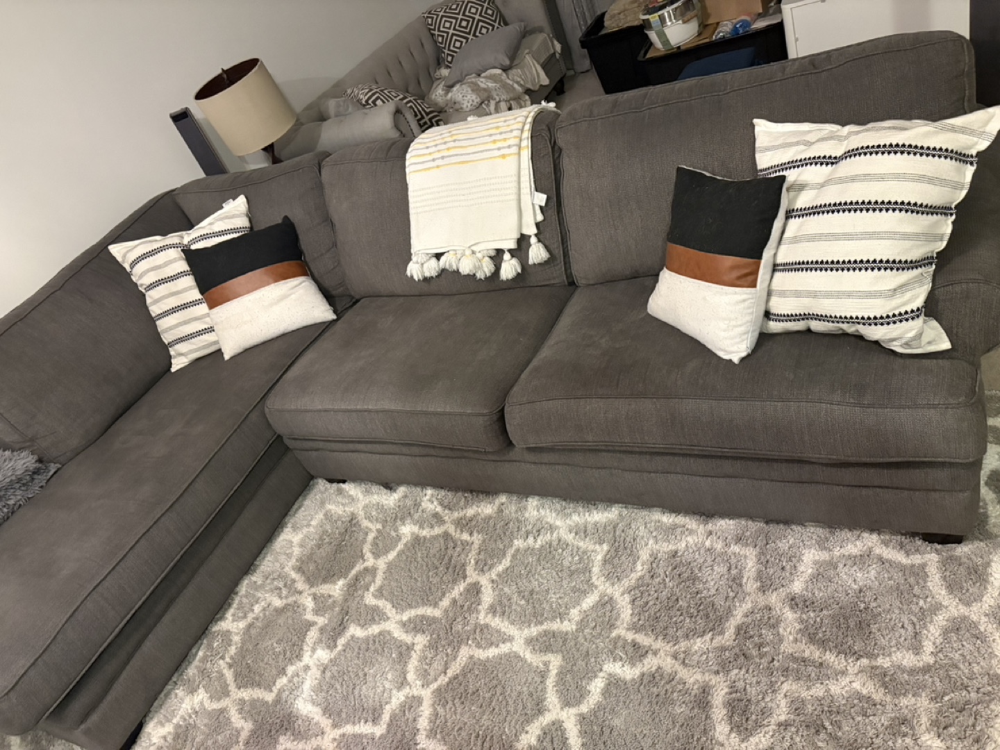 Grey Sectional Sofa with Chaise Lounge