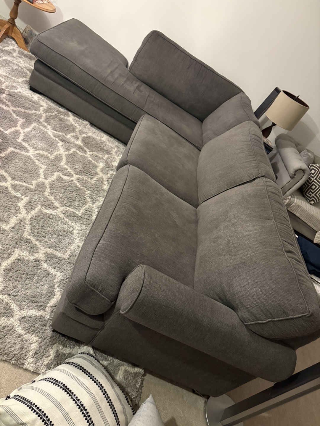 Grey Sectional Sofa with Chaise Lounge - photo 3