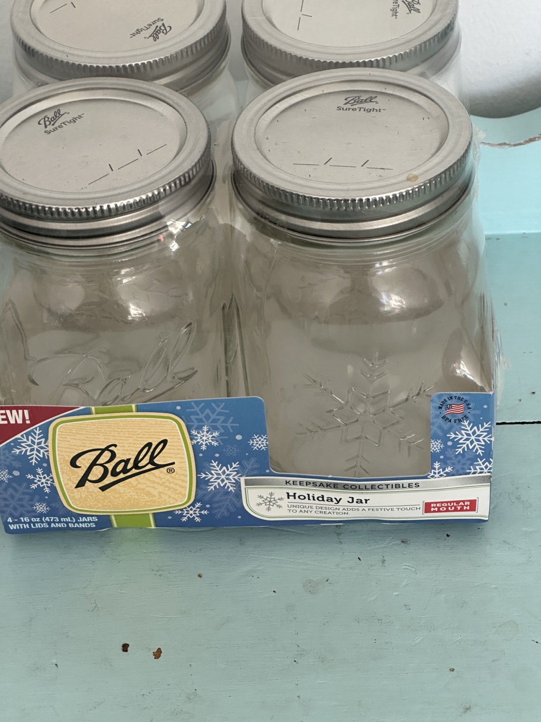 Ball Mason Special Edition Snowflake Jars w/ lids & bands