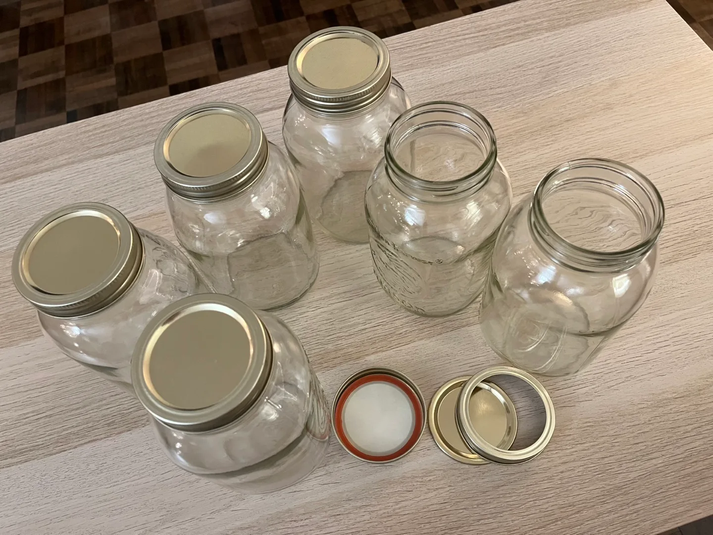 Six Golden Harvest Mason Jars with lids thumbnail