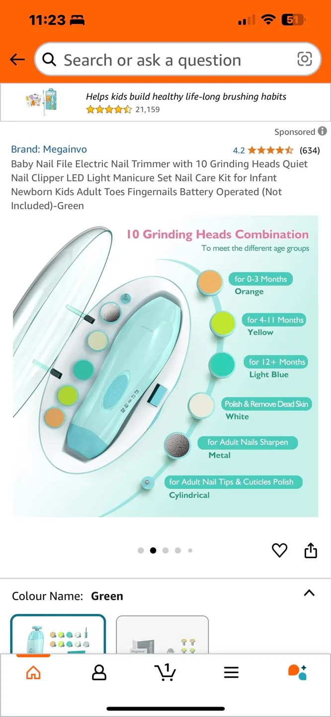 Baby Nail File Electric Nail Trimmer - Green image indicator(4)