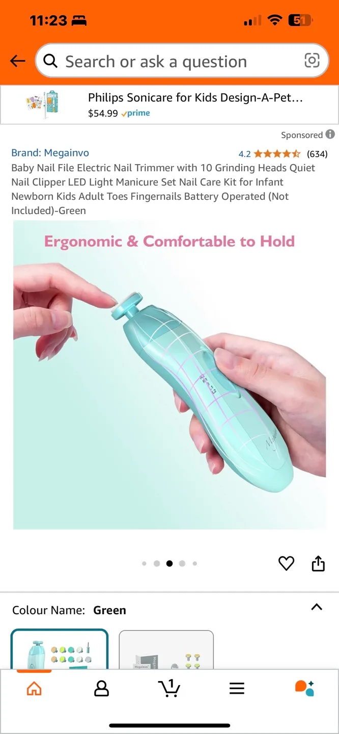 Baby Nail File Electric Nail Trimmer - Green image indicator(2)