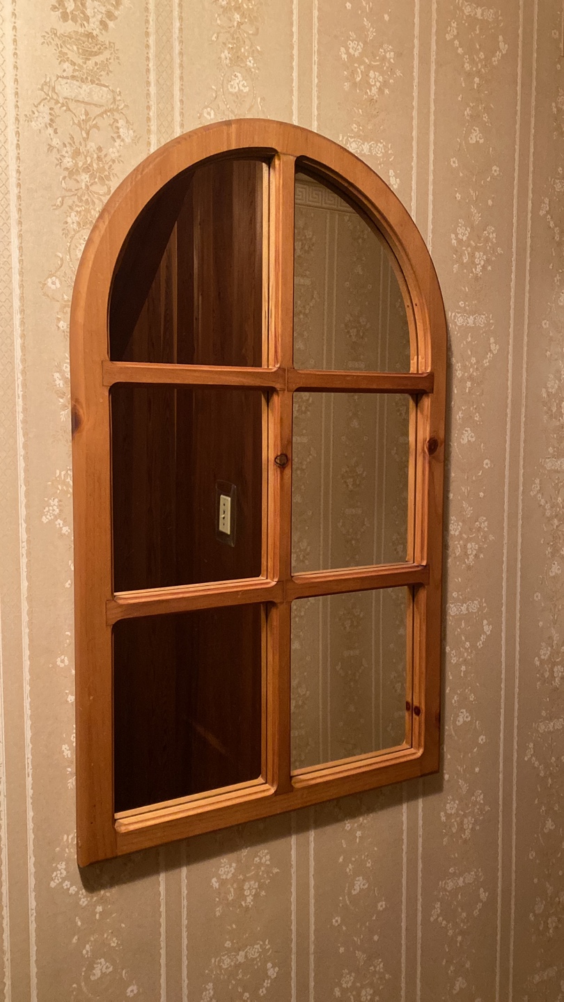Arch-Shaped Wooden Framed Mirror