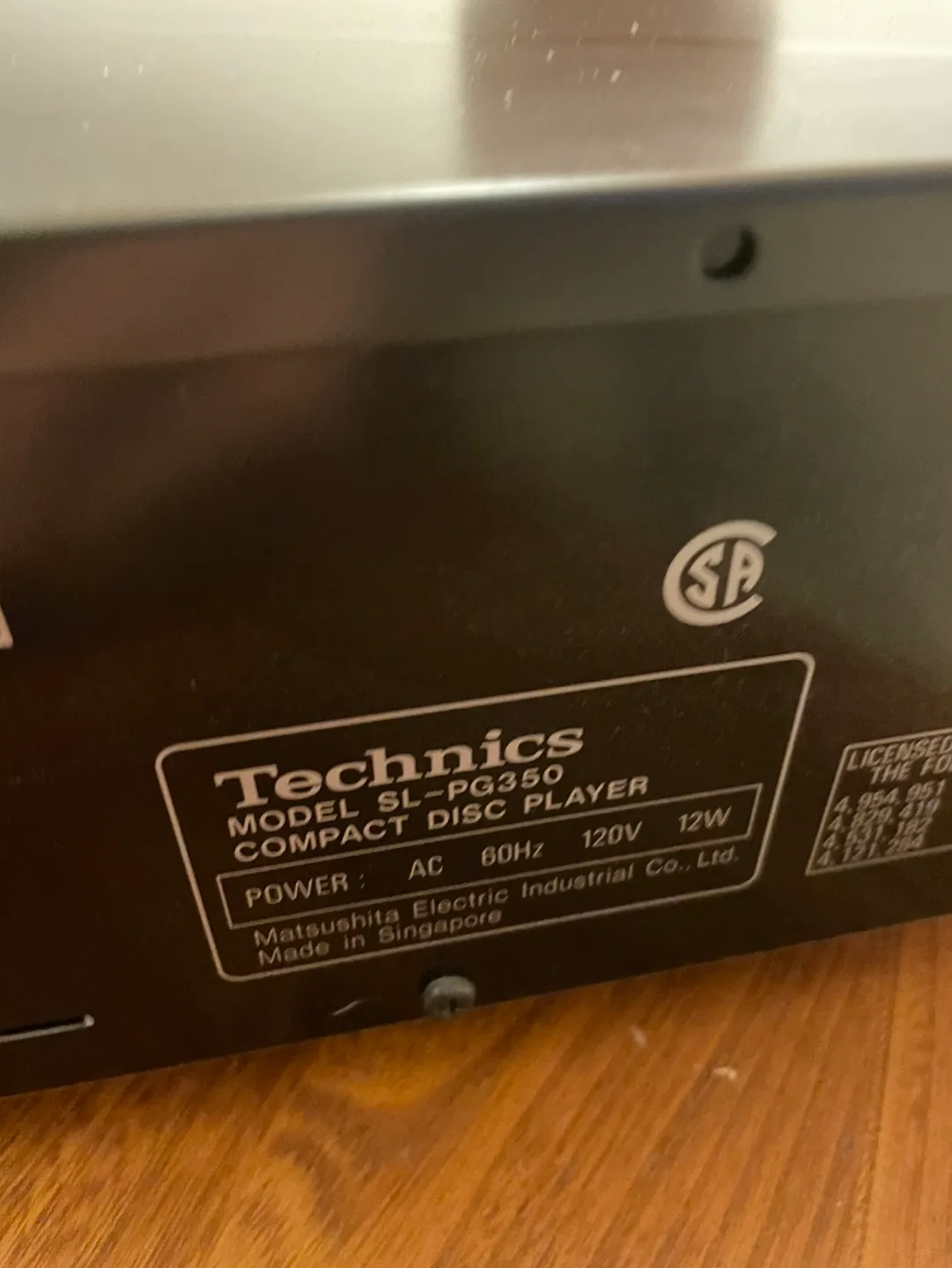 Technics SL-PG350 Compact Disc Player image indicator(2)