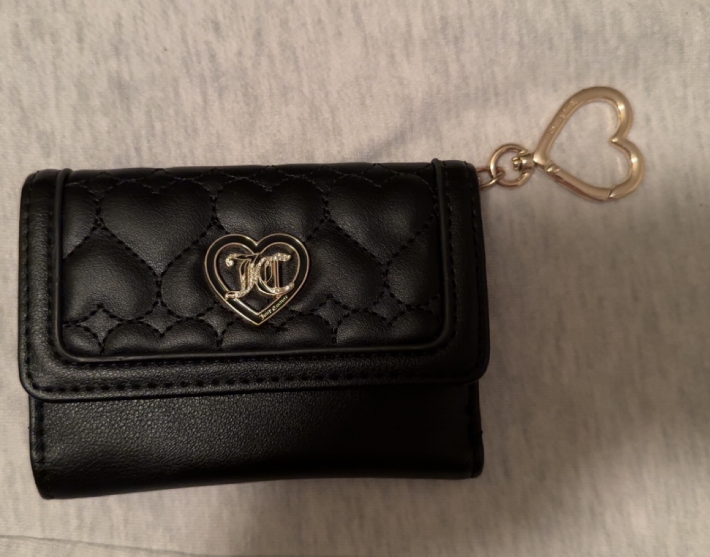Juicy Couture Black Quilted Mini Wallet with Heart Charm