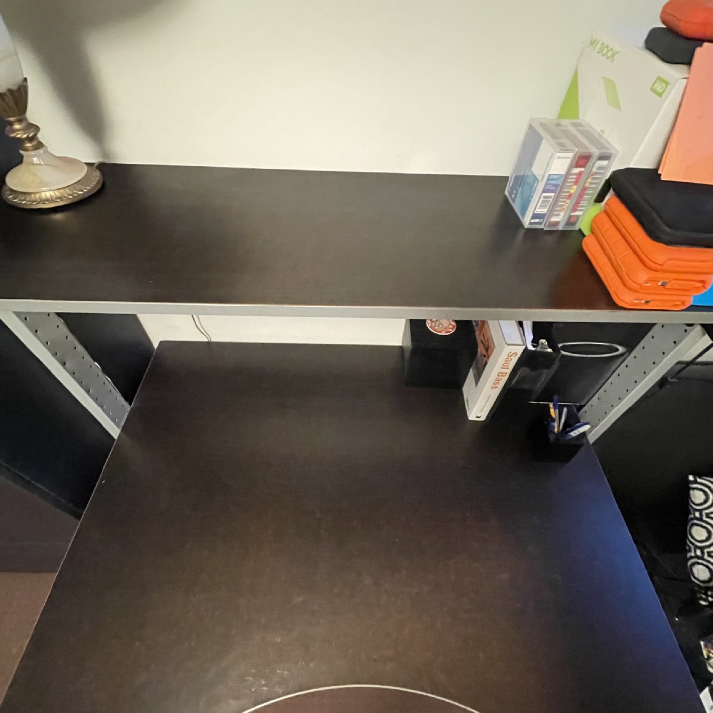 Large ikea jerker adjustable desk with shelf - photo 3