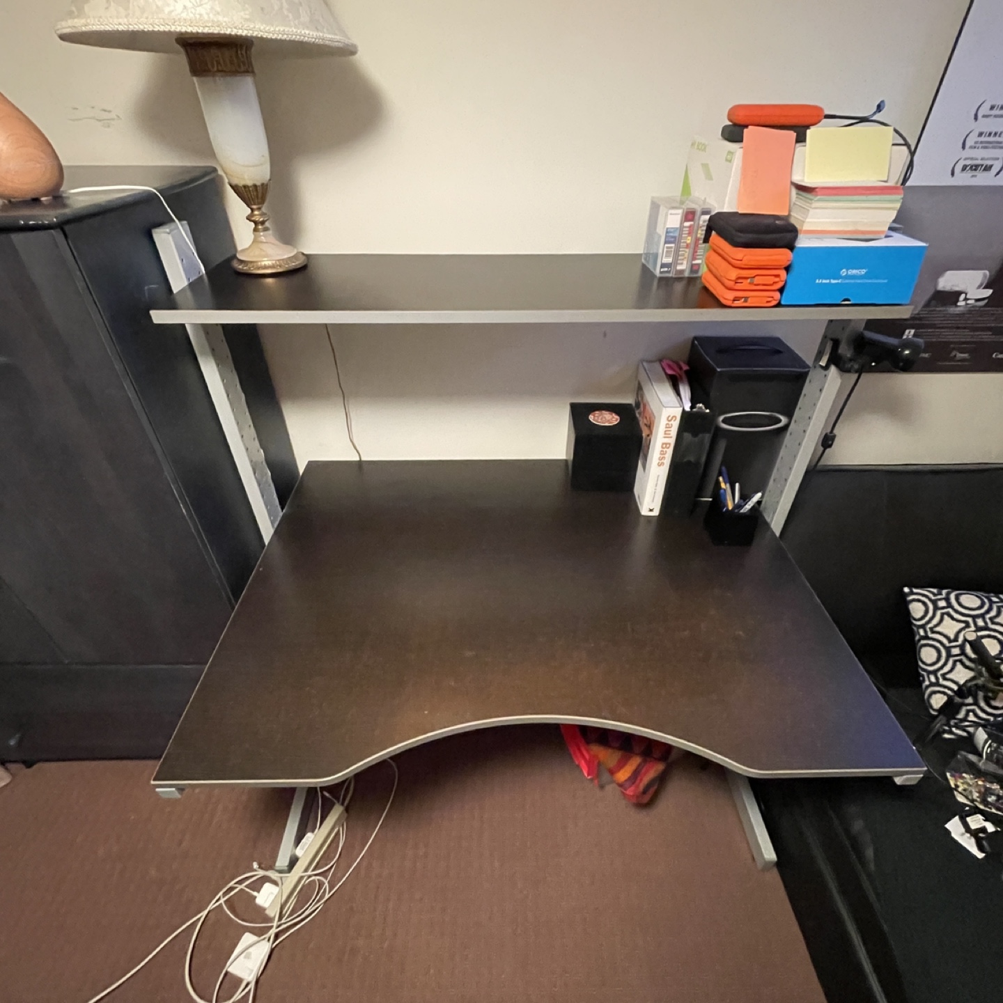 Large ikea jerker adjustable desk with shelf