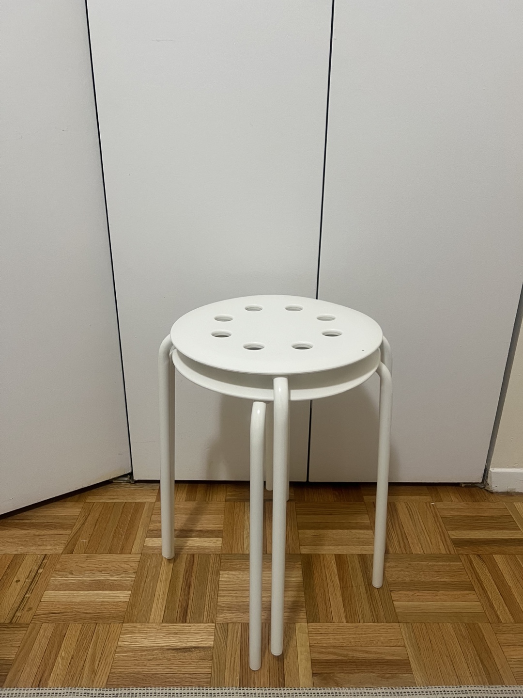 White Plastic Stackable Stool (2 units)