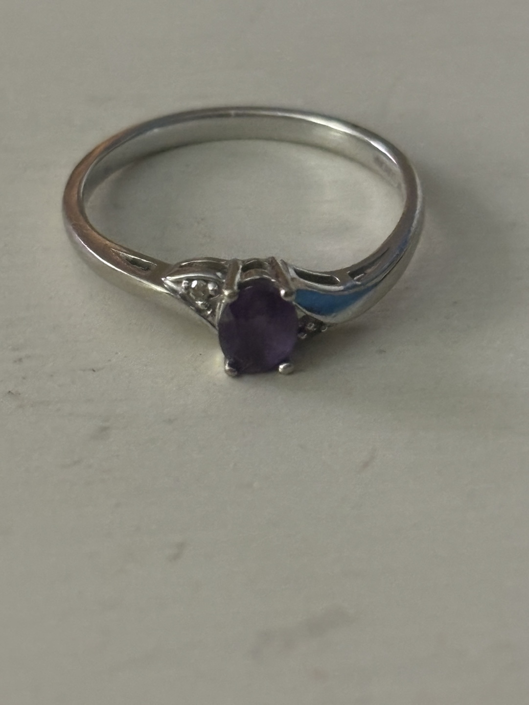 Ben Moss - Amethyst ring with accent - Sterling silver band