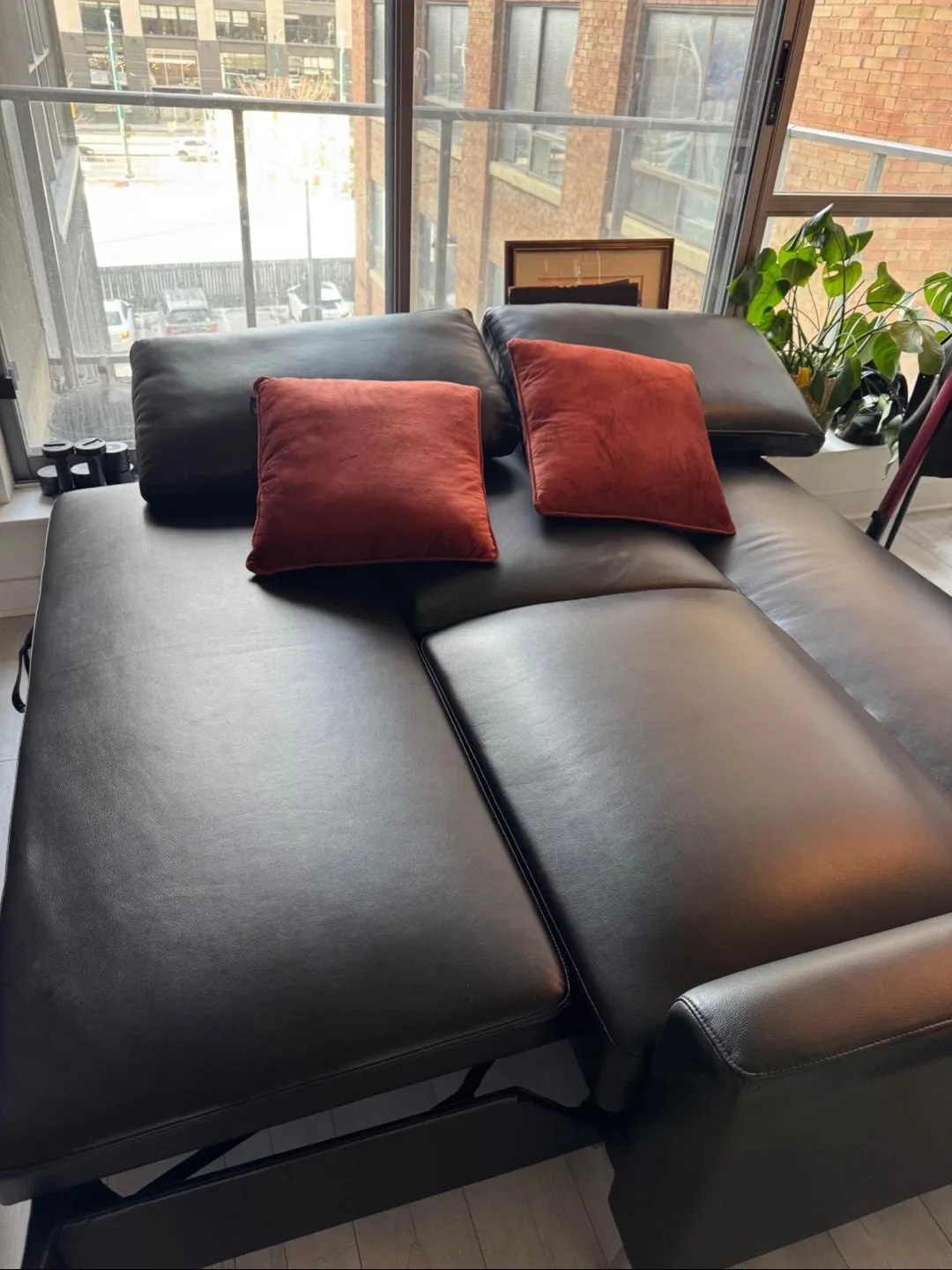 Wilson 77.5" Black Leather-Look Sleeper Sofa image indicator(2)