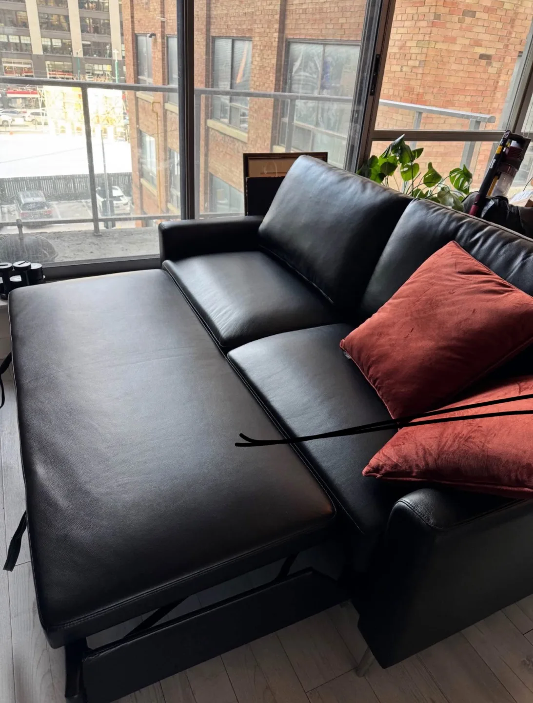 Wilson 77.5" Black Leather-Look Sleeper Sofa image indicator(3)