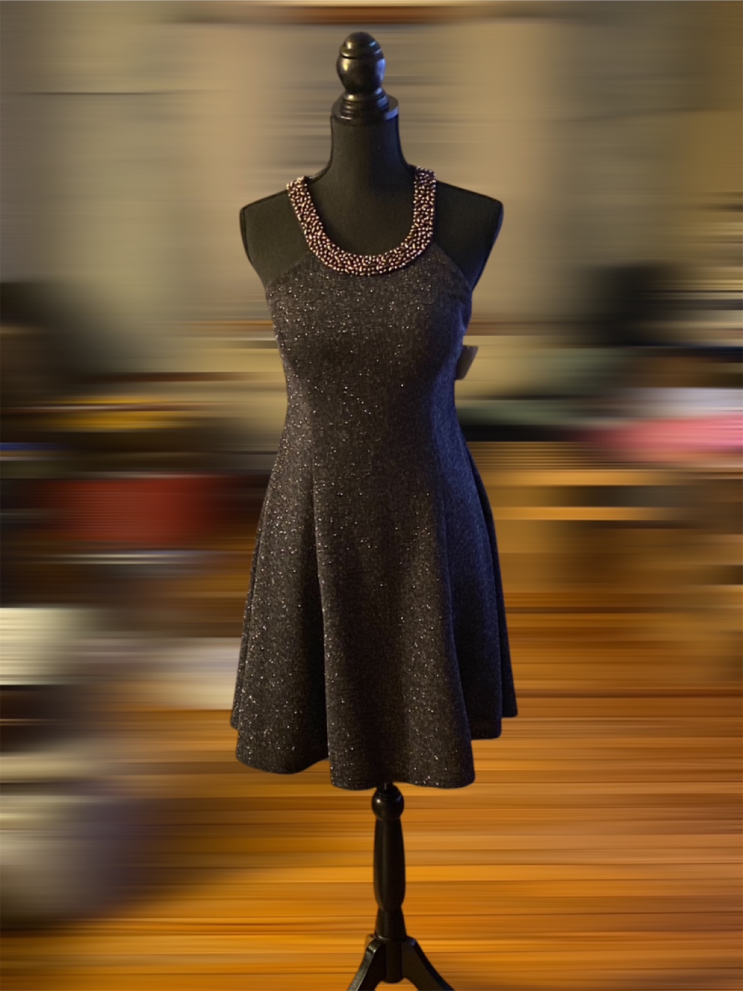 Sparkly Dark Gray Halter Dress Size 6