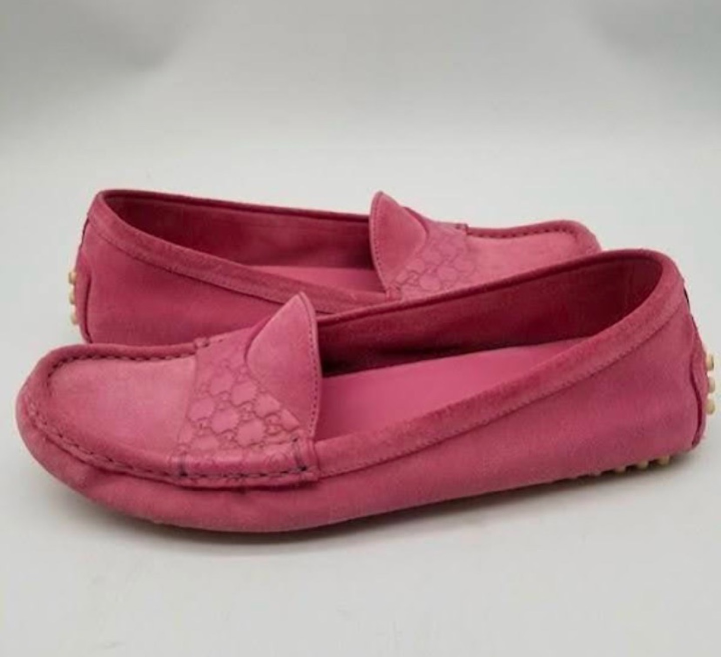 Gucci Pink Suede Loafer Flats Size 6 - photo 2