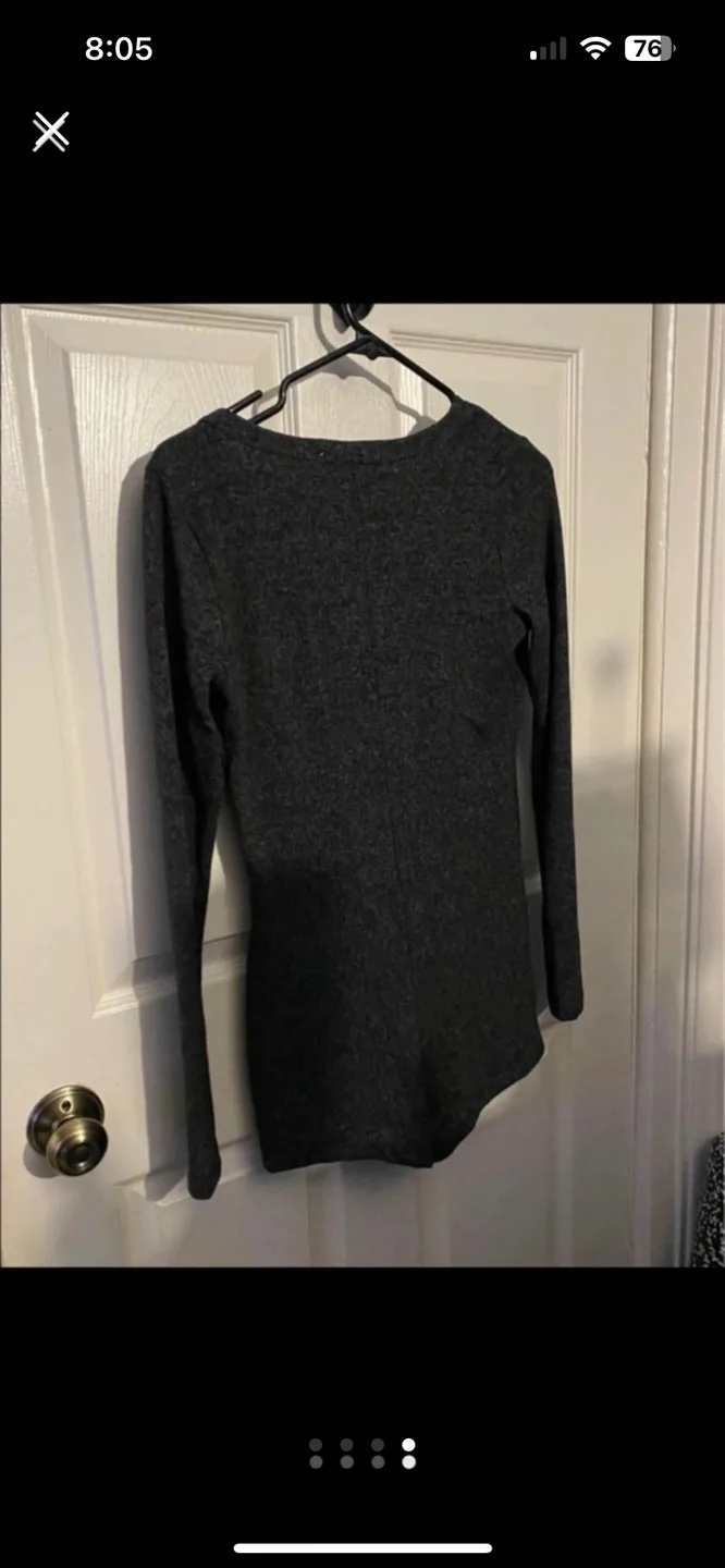 Women's Grey Long Sleeve Button-Up Romper image indicator(4)