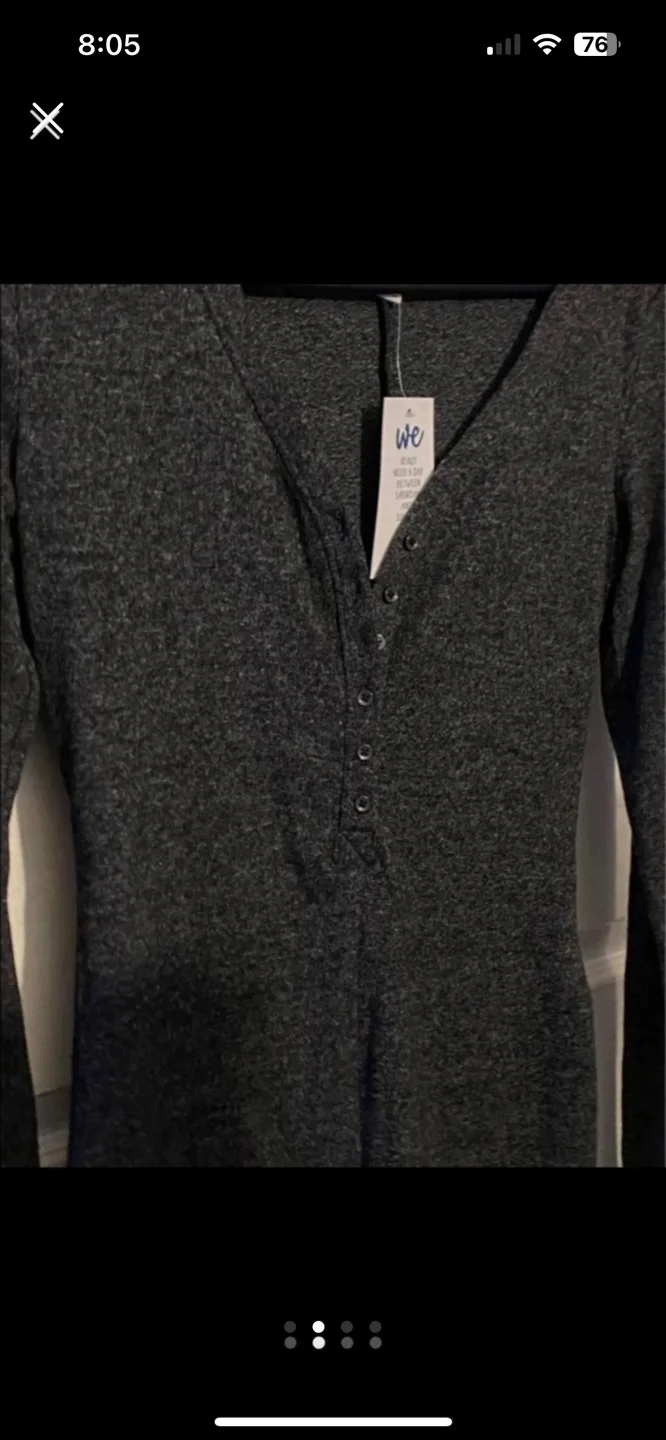 Women's Grey Long Sleeve Button-Up Romper image indicator(2)