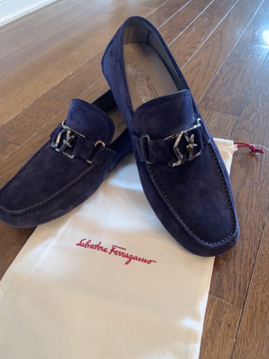 Salvatore Ferragamo Men's Navy Suede Loafers - photo 3