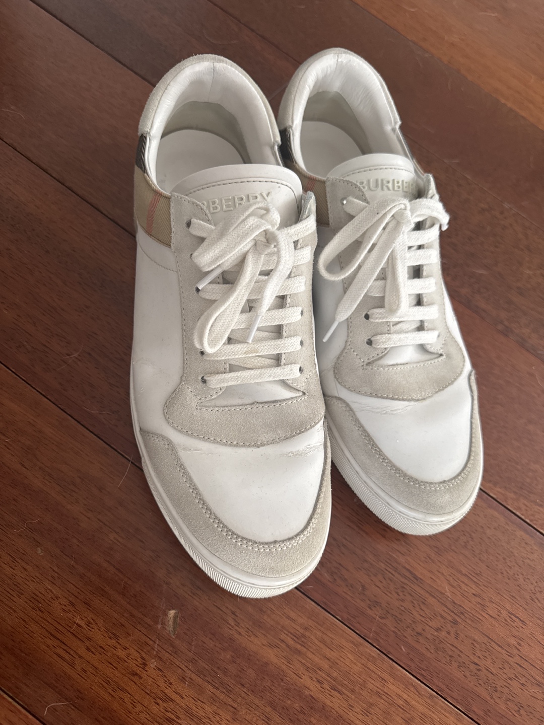 Burberry Men's White Leather Sneakers Size 44.5