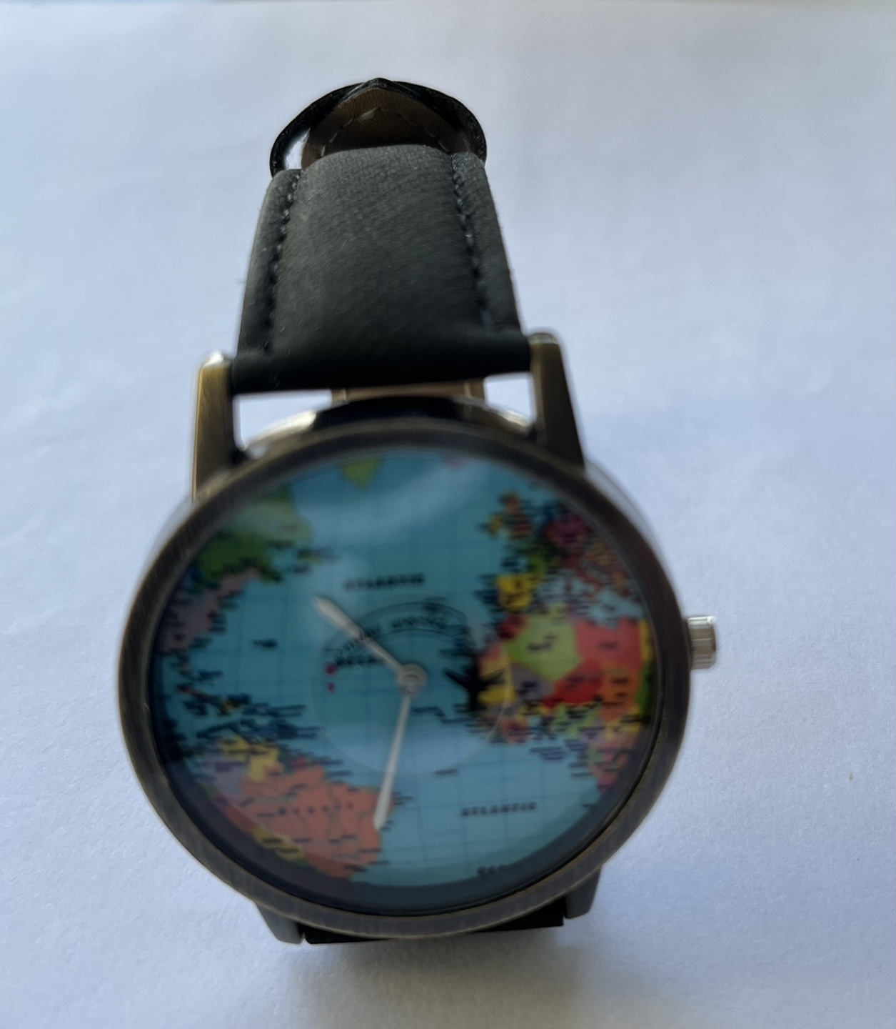 World Map Wrist Watch - Black Band - photo 3