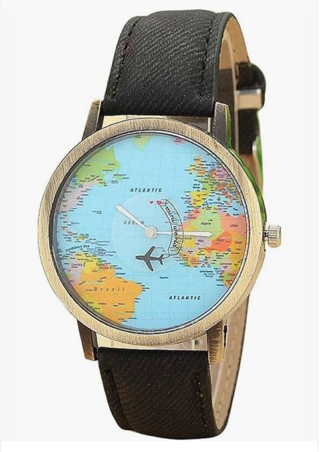 World Map Wrist Watch - Black Band