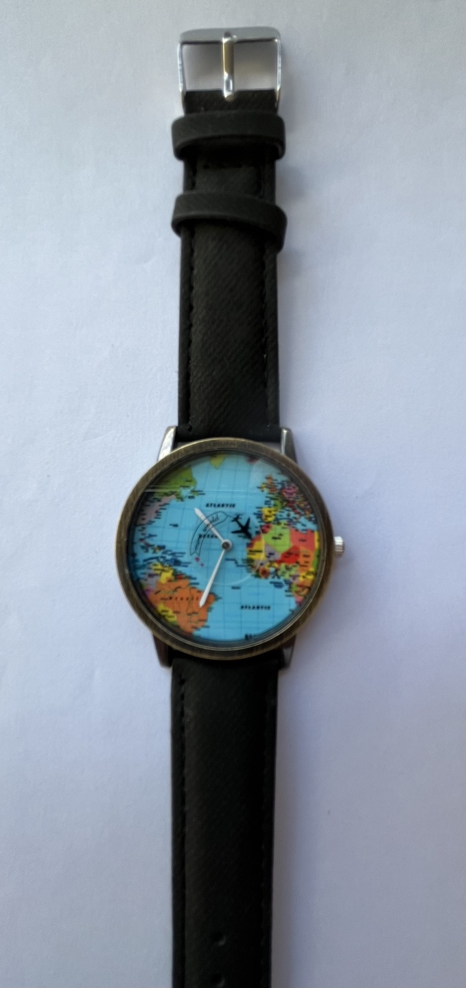 World Map Wrist Watch - Black Band - photo 2