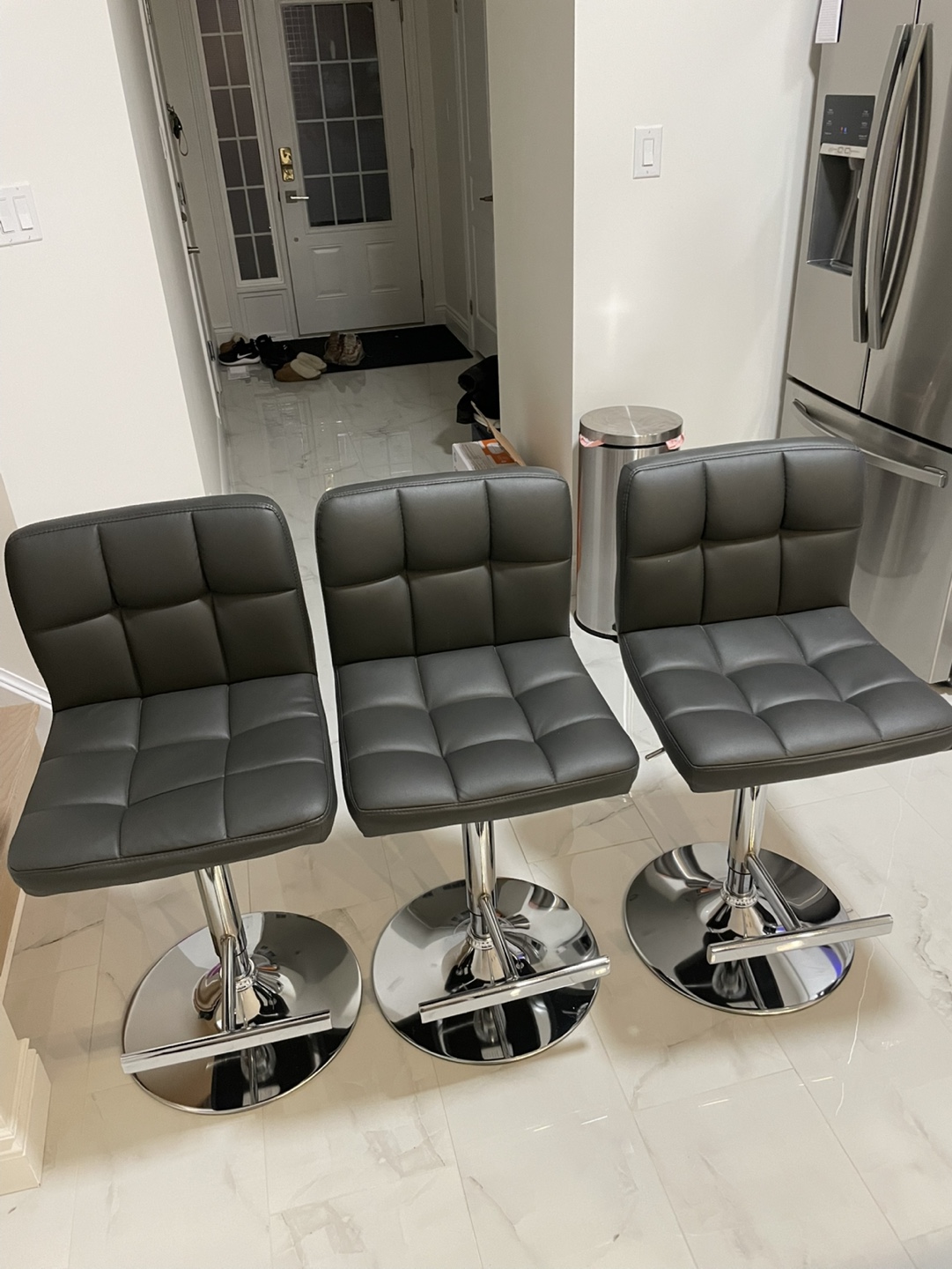 Three Grey Bar Stools