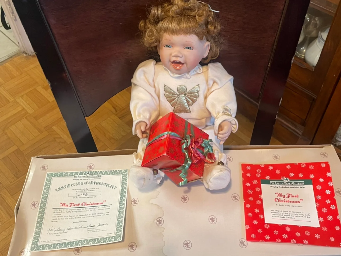 Ashton-Drake Galleries My First Christmas Porcelain Doll thumbnail