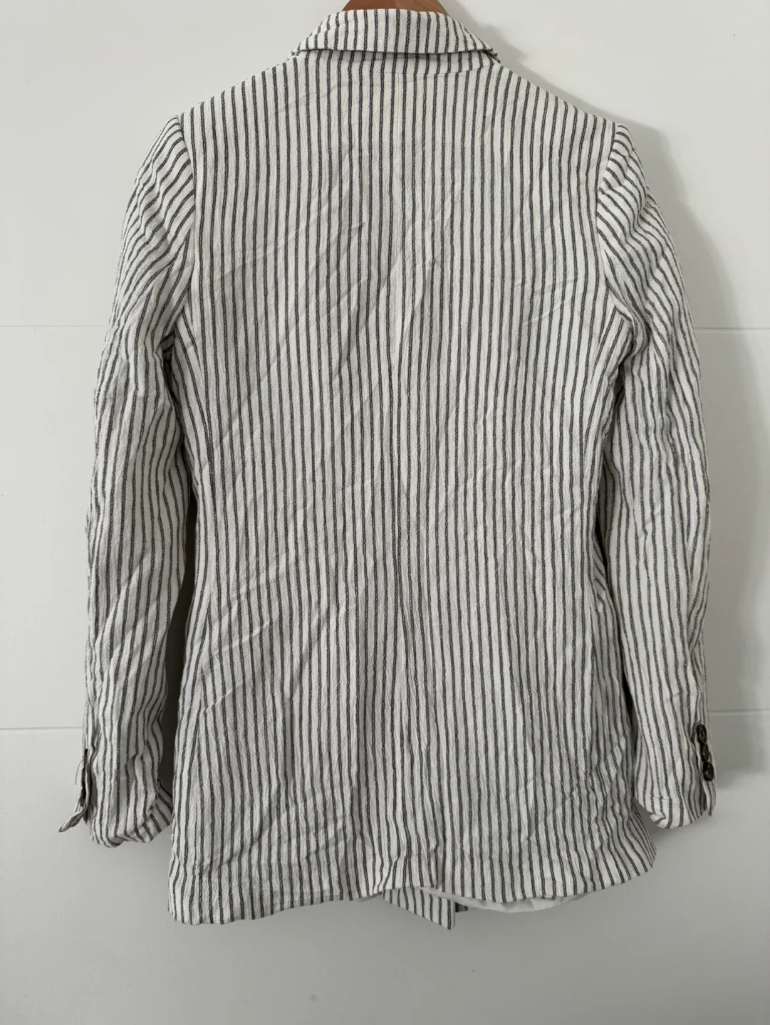 LIKE NEW H&M striped Linen Blend Cotton Blazer Jacket size small image indicator(2)