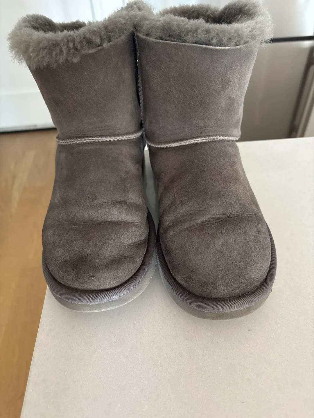 UGG Bailey Bow II Grey Suede Boots - Size 6 image indicator(3)