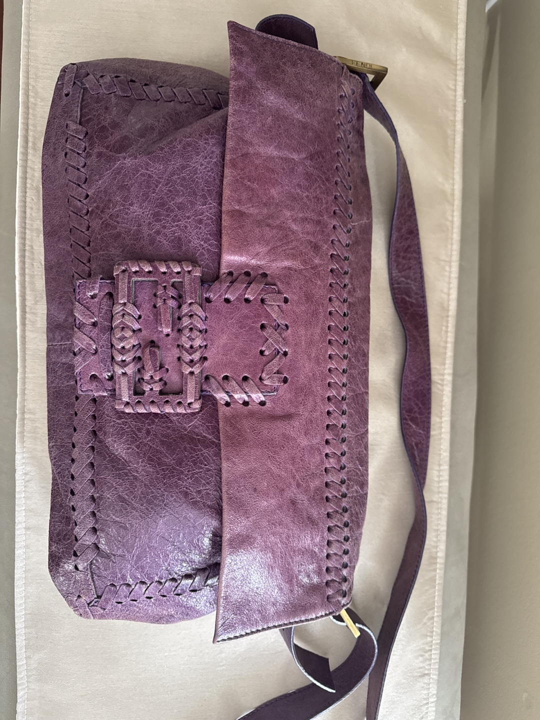 Fendi Purple Leather Shoulder Bag