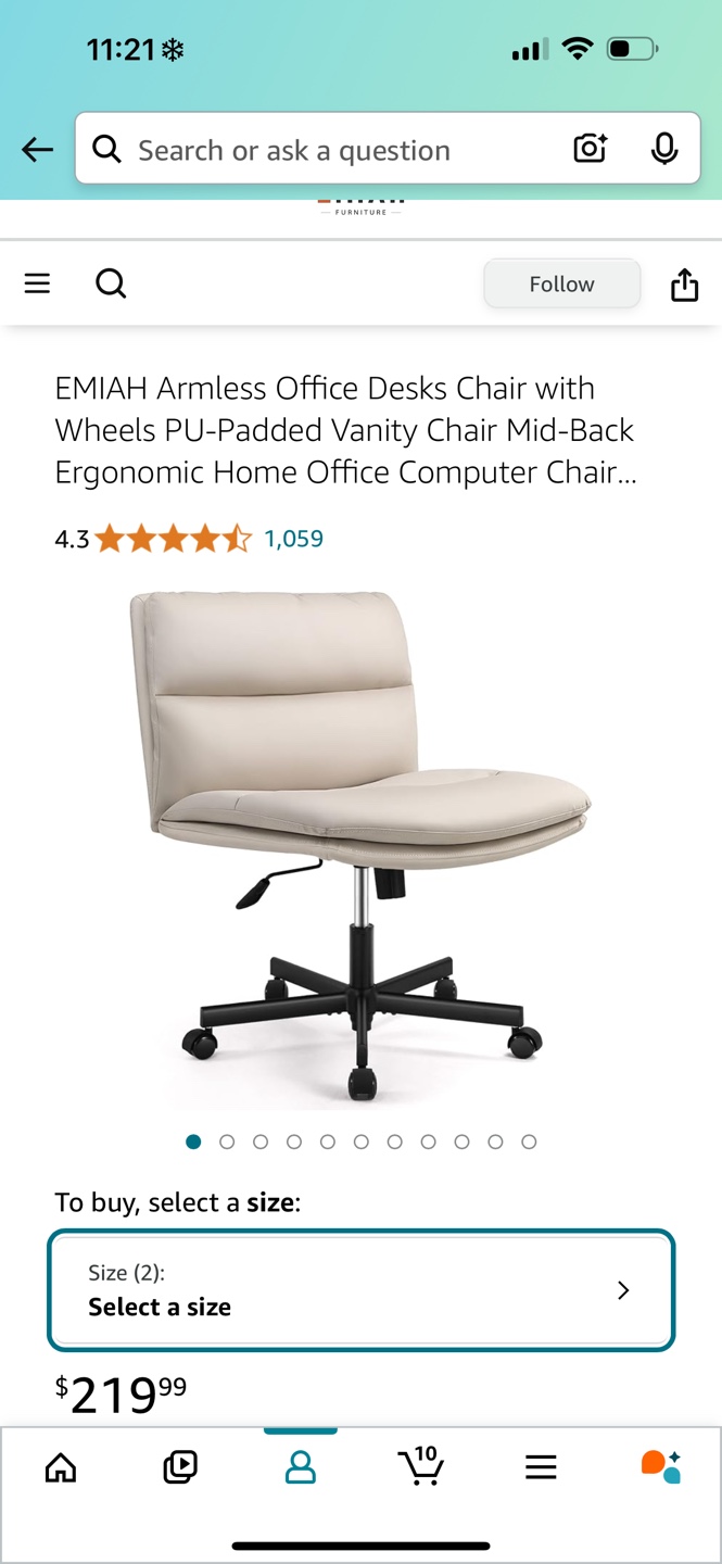 EMIAH Armless Office Chair - photo 2