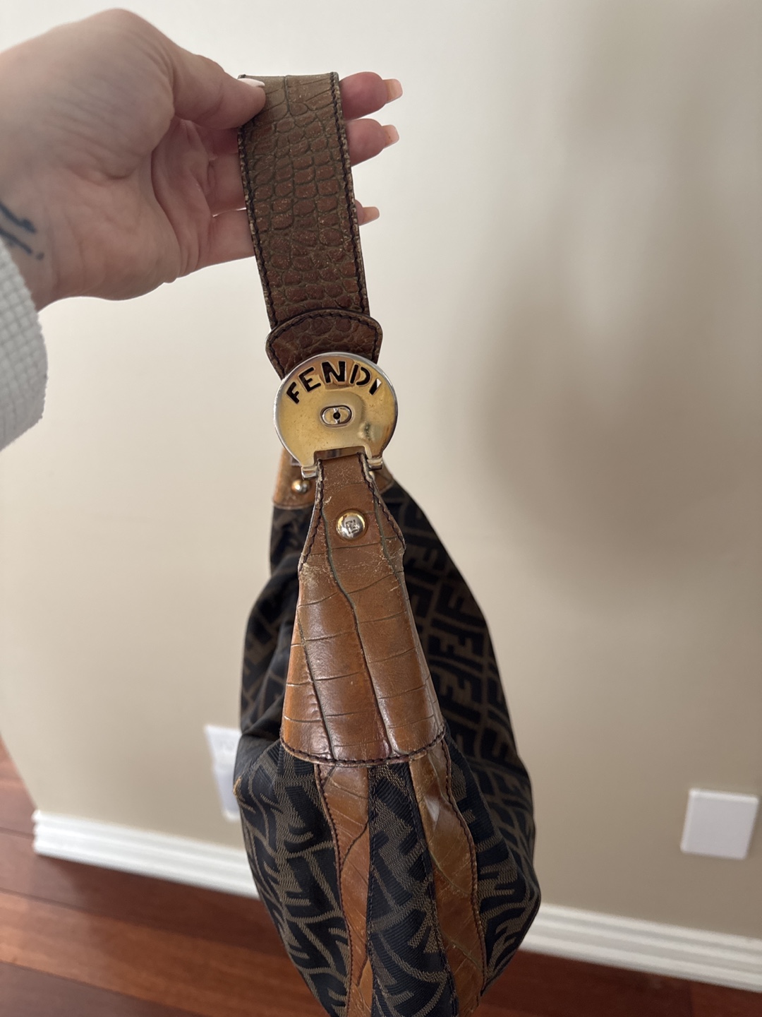 Fendi Zucca Brown Leather & Canvas Shoulder Bag - photo 2