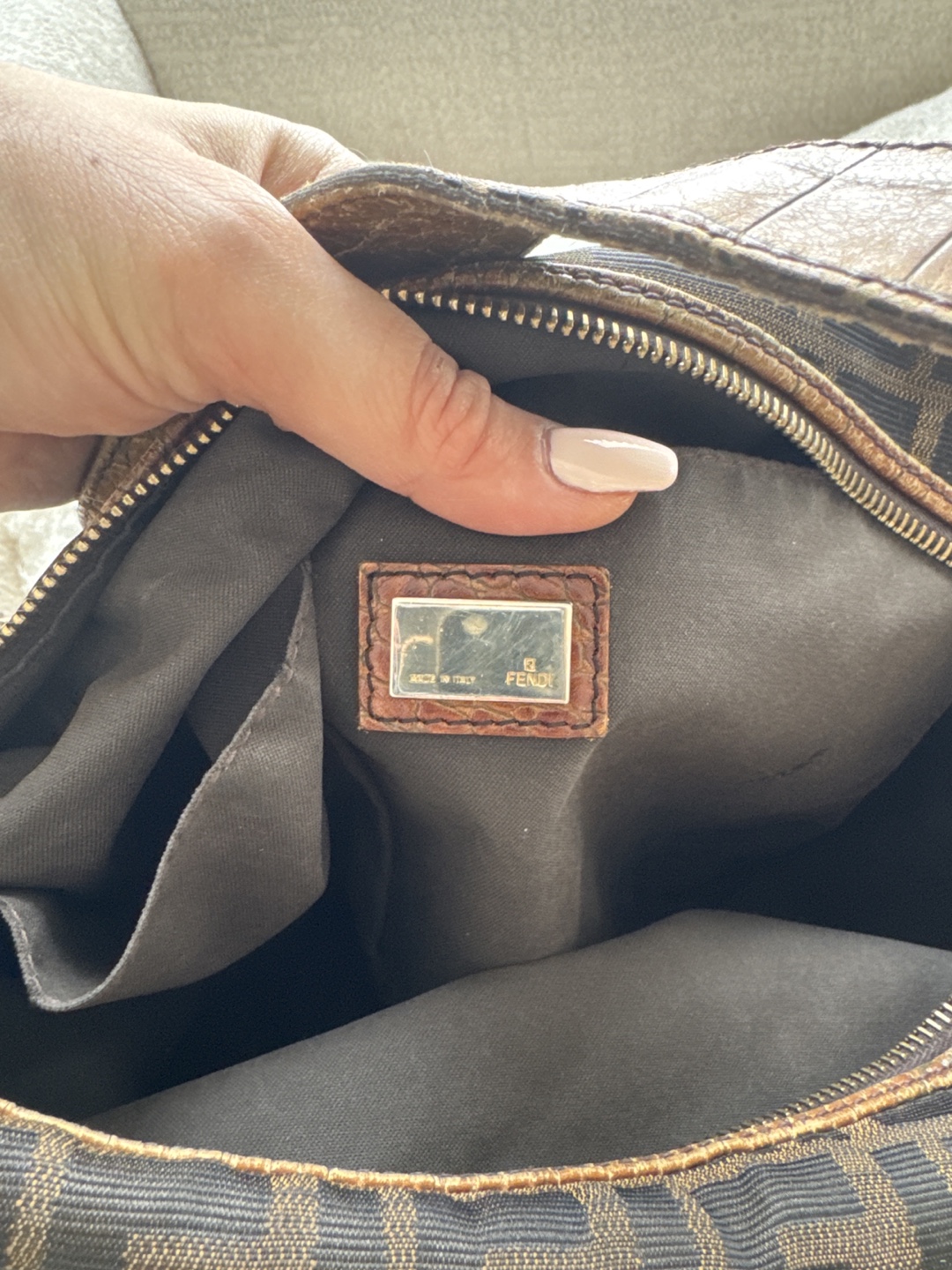 Fendi Zucca Brown Leather & Canvas Shoulder Bag - photo 3