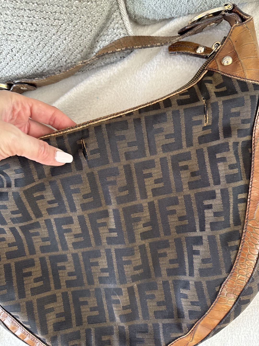 Fendi Zucca Brown Leather & Canvas Shoulder Bag - photo 4