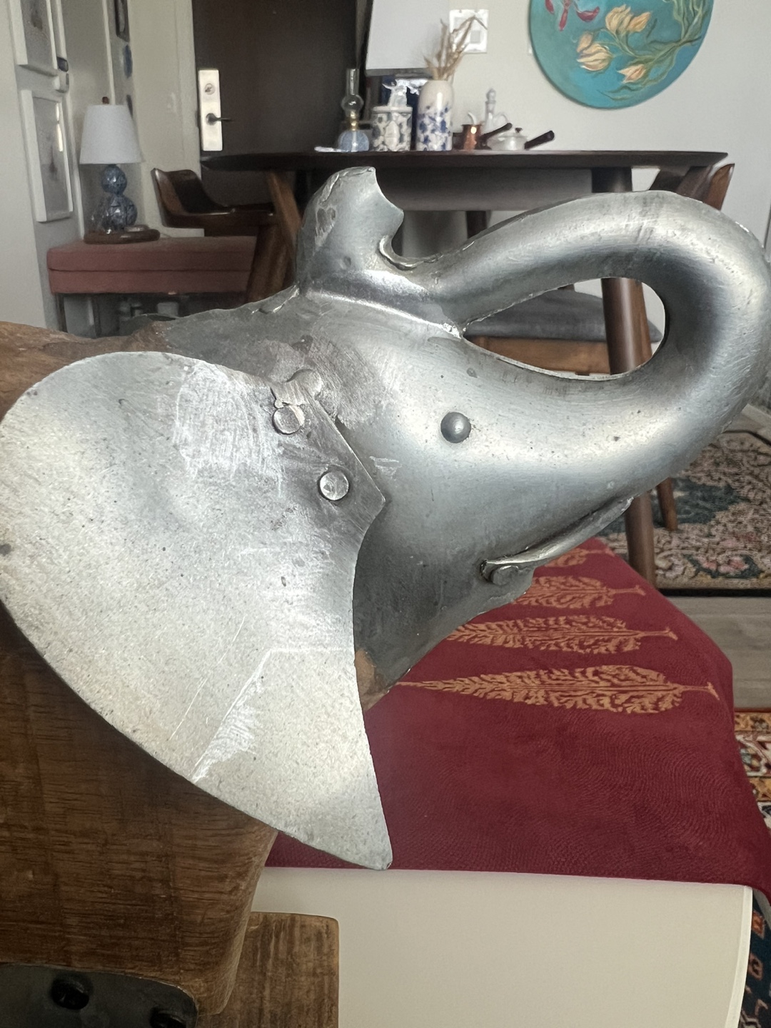 Rustic Metal and Wood Elephant Decor - photo 3