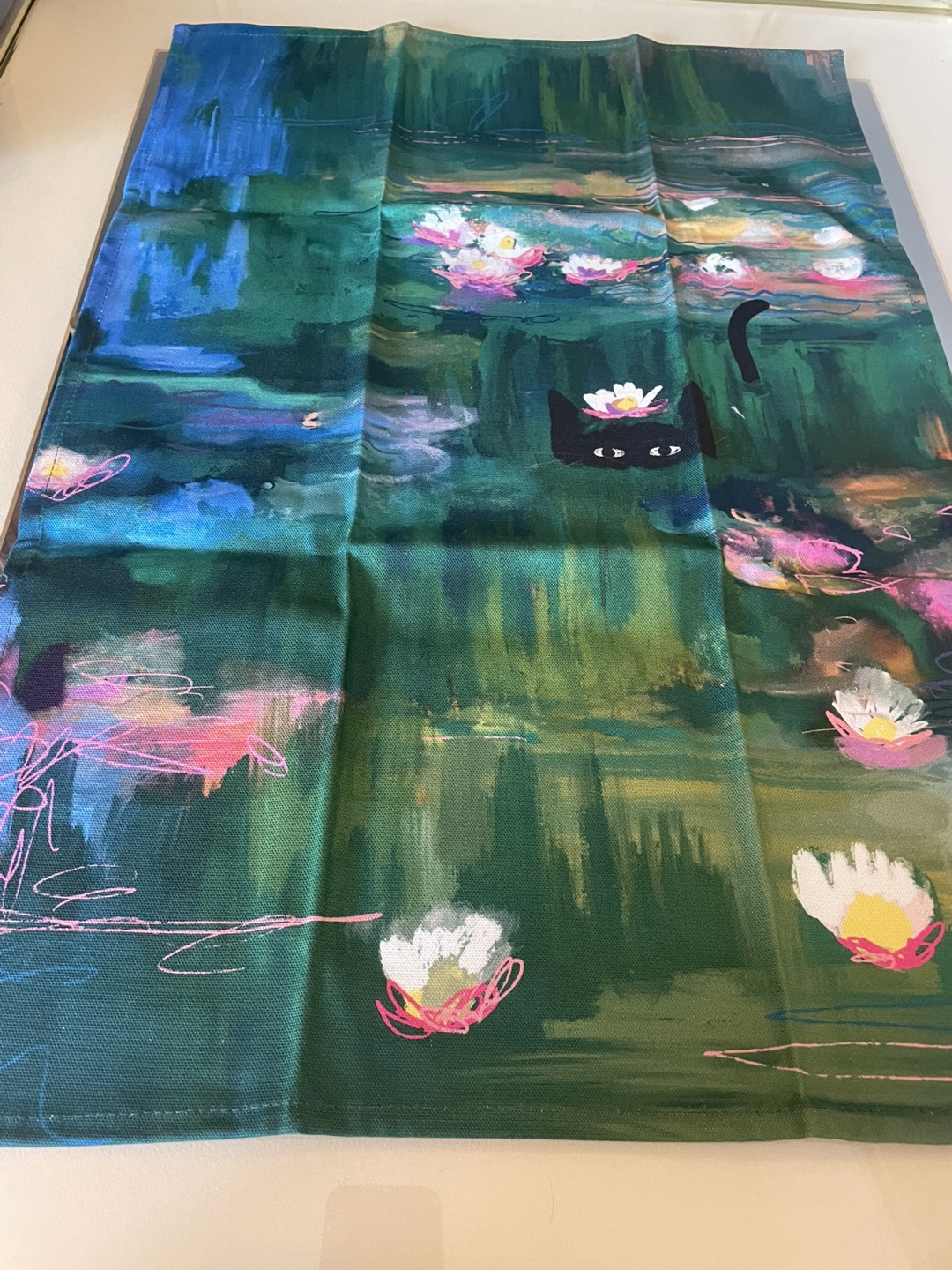 Cats in Art Tea Towel - Monet Inspired Design NEW - photo 2