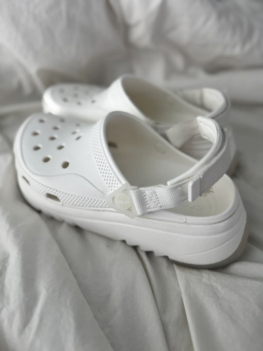 White Crocs Platform Clogs M7/W9 image indicator(2)