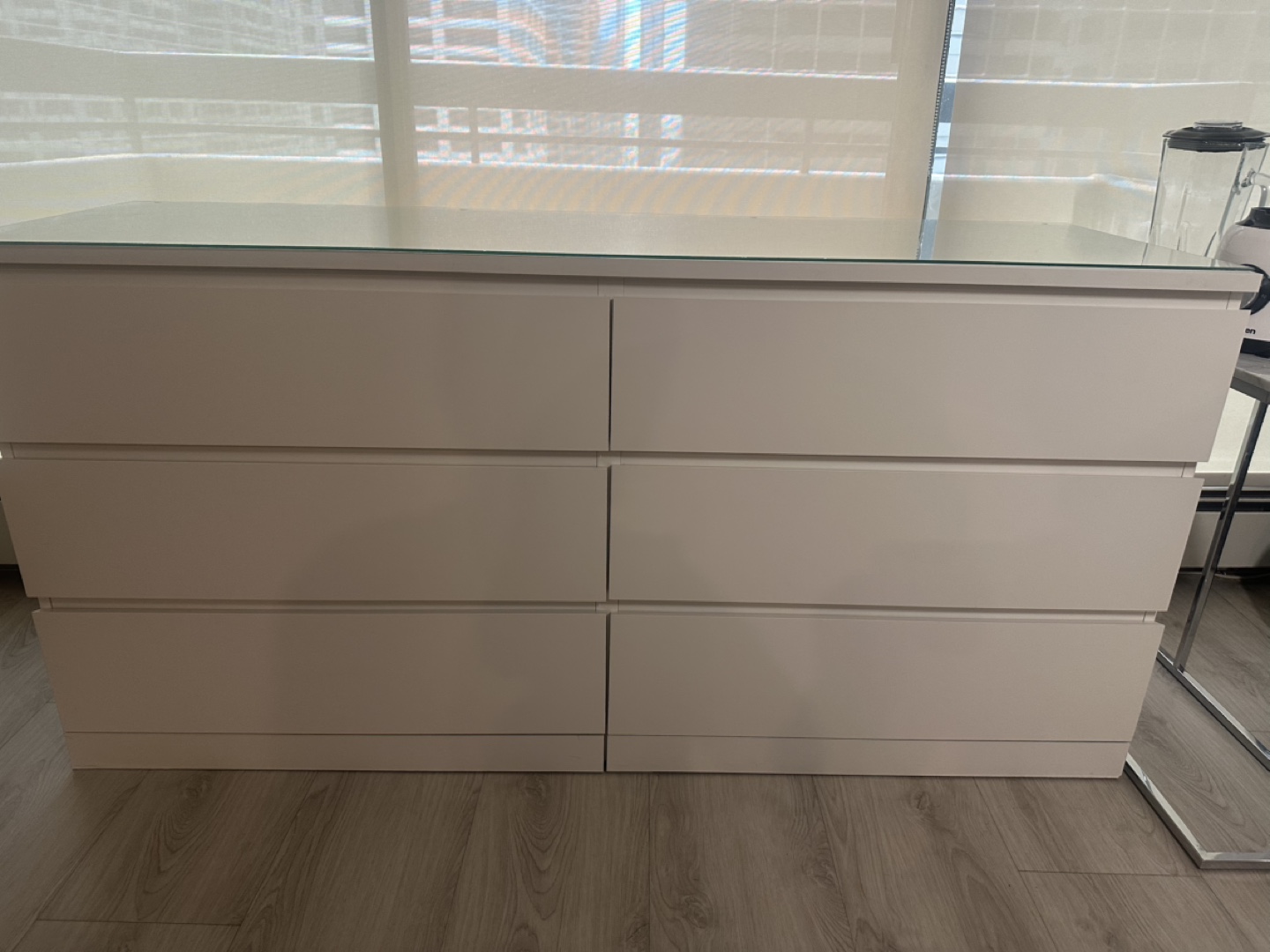 IKEA MALM 6-Drawer Dresser with Glass Top
