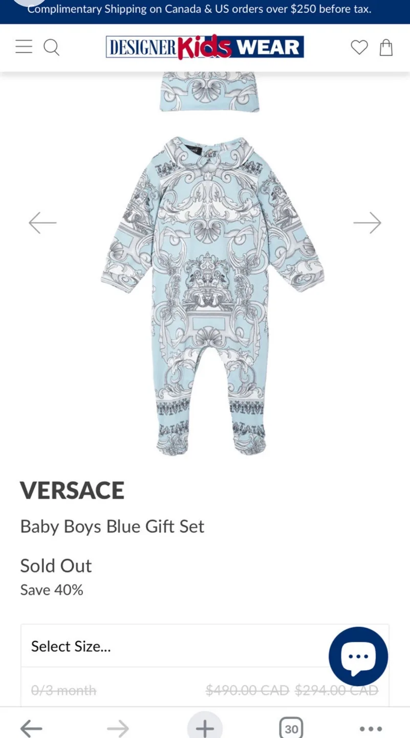 Versace Baby Boy Sleeper Onsie Sleepsuit image indicator(10)