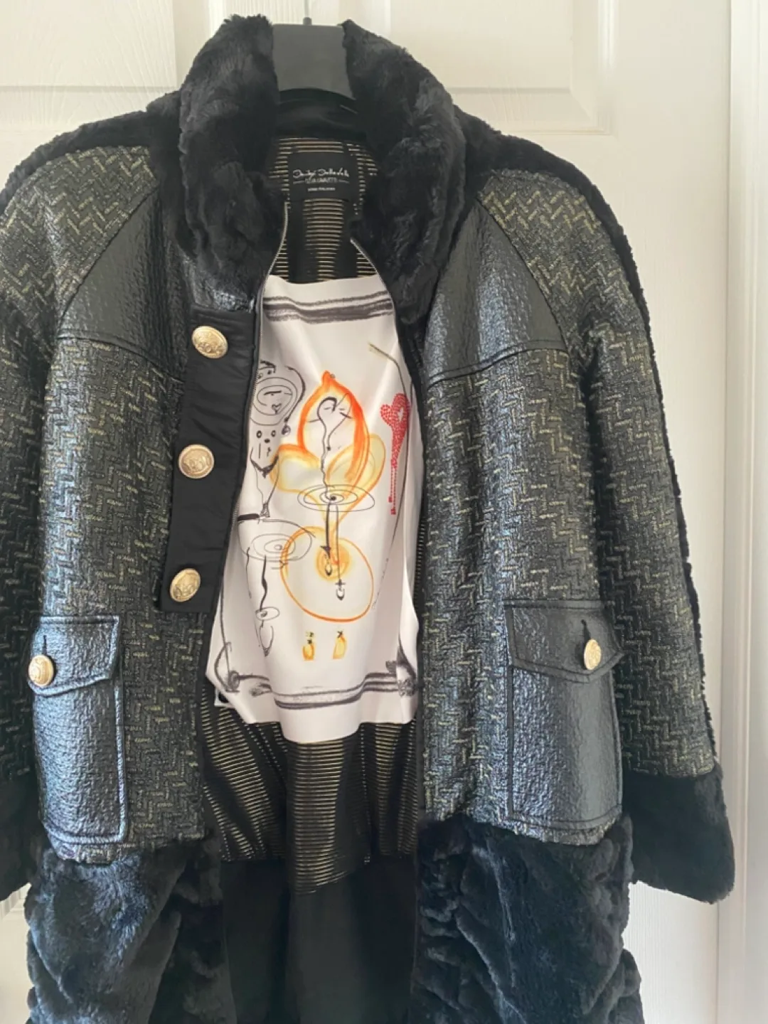 Elisa Caberti Sono Italino Faux Fur Trim Coat image indicator(6)