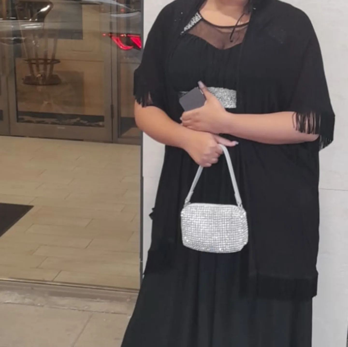 Women’s Sparkly Silver and Black Formal Dress 🏈 image indicator(2)