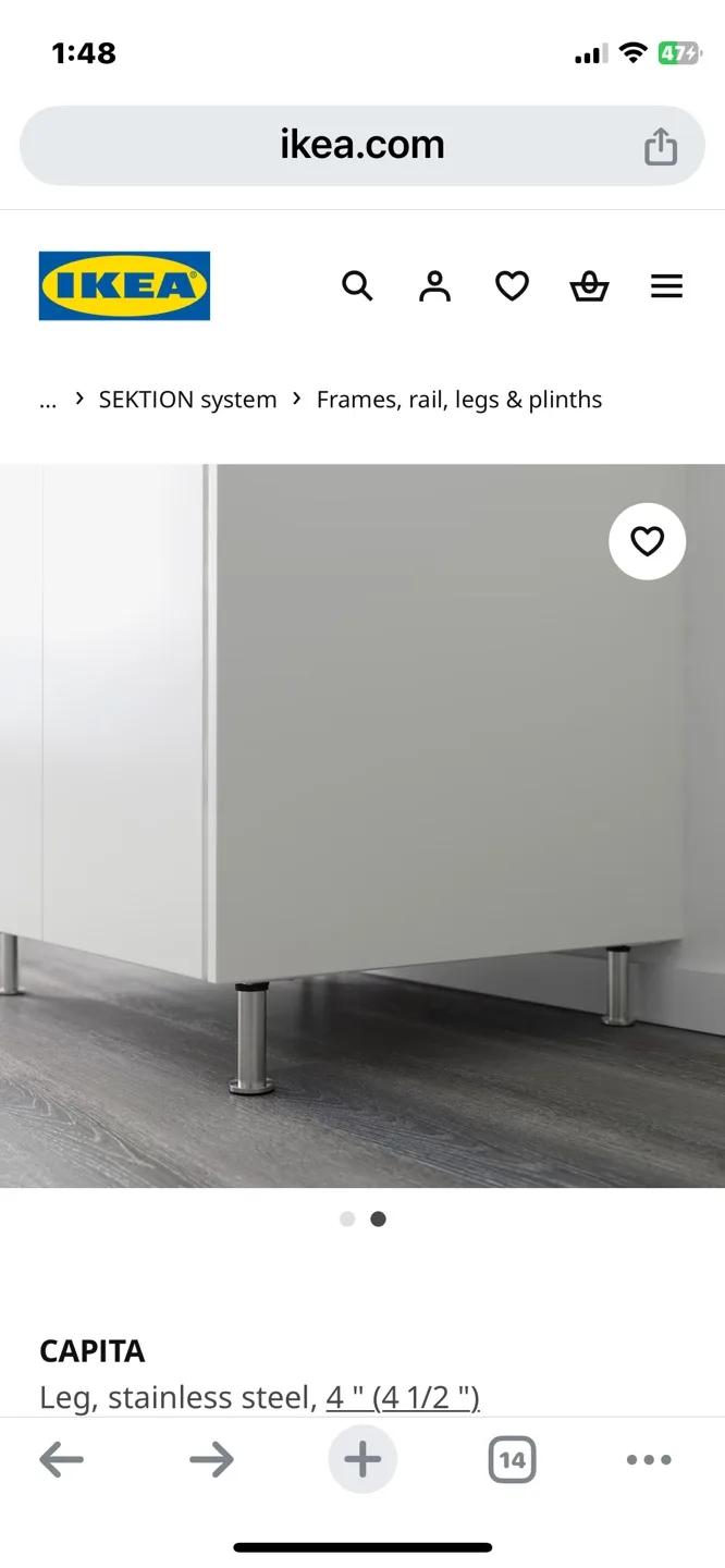 IKEA Capita Stainless Steel Legs - Set of Four image indicator(2)