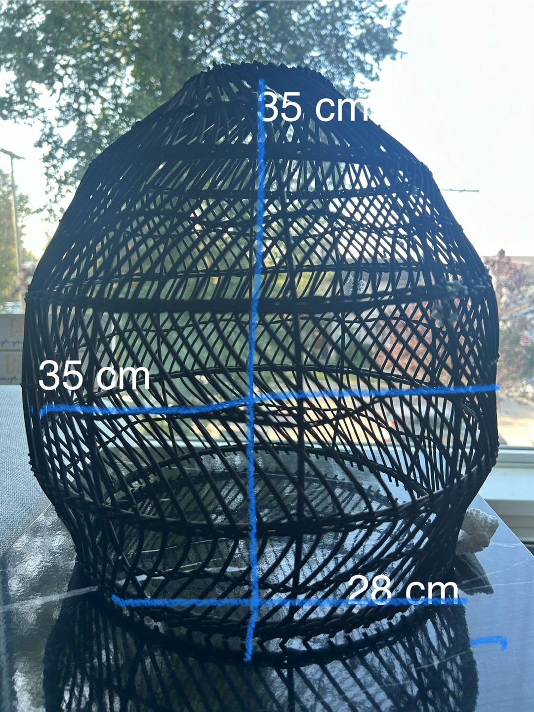 Large Black Rattan Pendant Light Shade