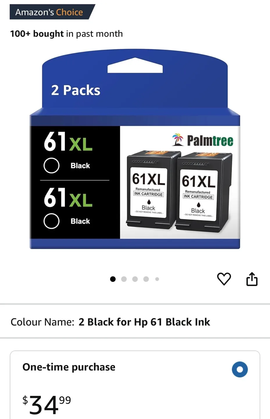2 Pack HP 61XL Black Ink Cartridges image indicator(4)