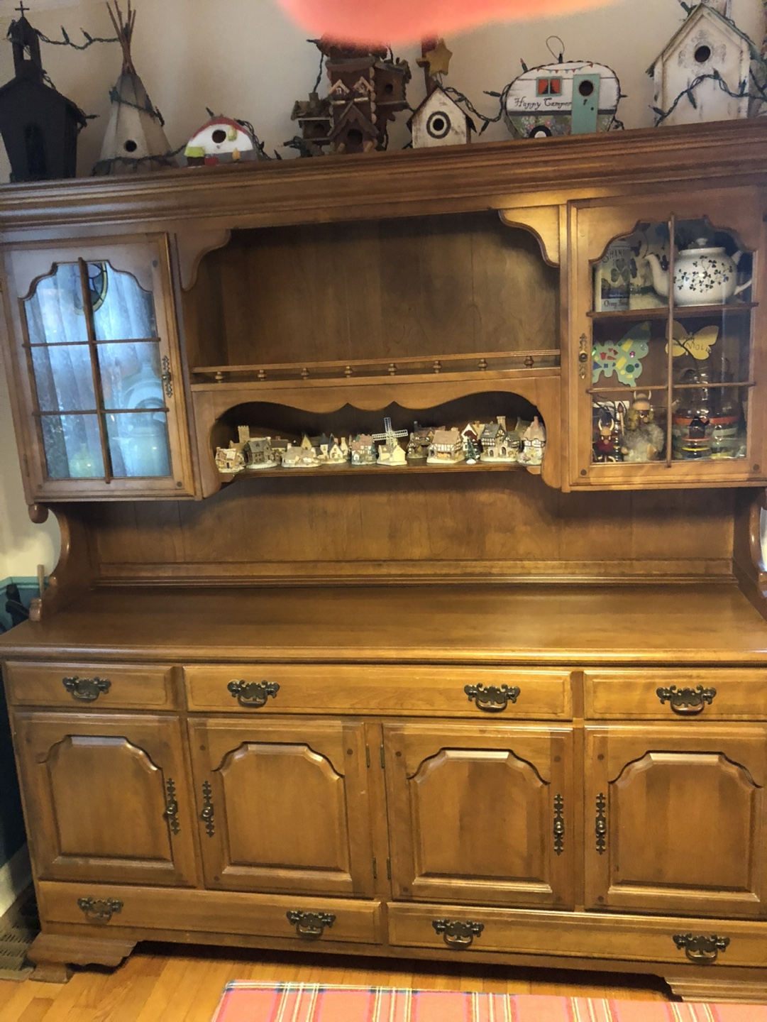 Vintage Wooden Hutch Buffet Server
