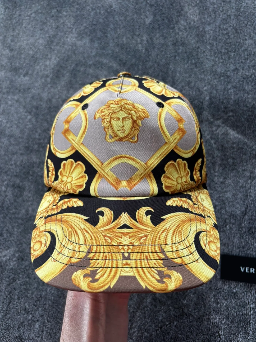 Versace Beige & Black Barocco Cap image indicator(2)