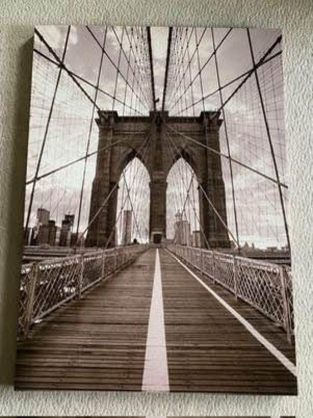 Brooklyn Bridge Sepia Canvas Wall Art